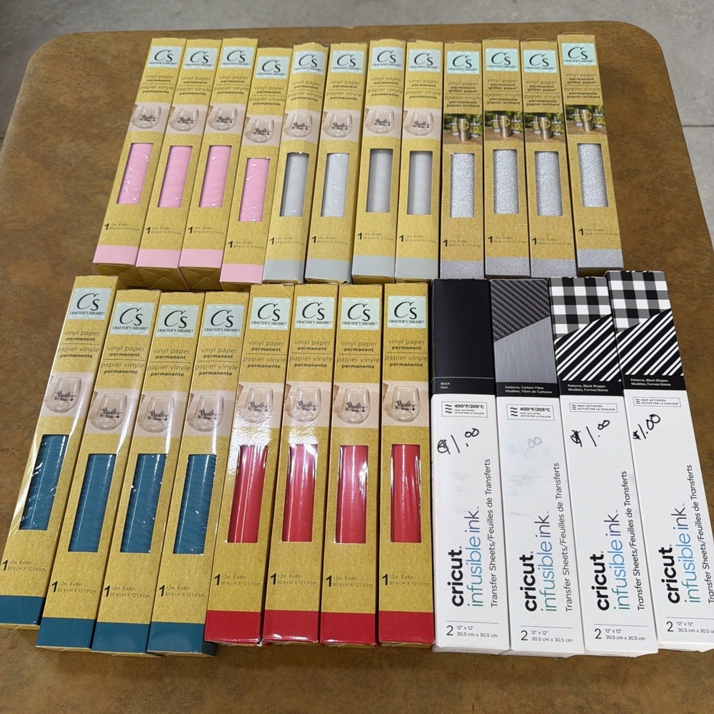 Lot 24 Vinyl Transfer Sheets Cricut Infusible Ink Crafters Square 12in Mixed